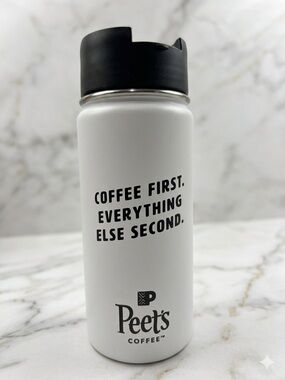 Peet’s Coffee Hydro Flask 16 oz White Wide Mouth Coffee First Flex Sip Lid